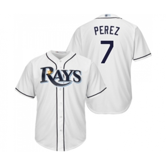 Youth Tampa Bay Rays 7 Michael Perez Replica White Home Cool Base Baseball Jersey