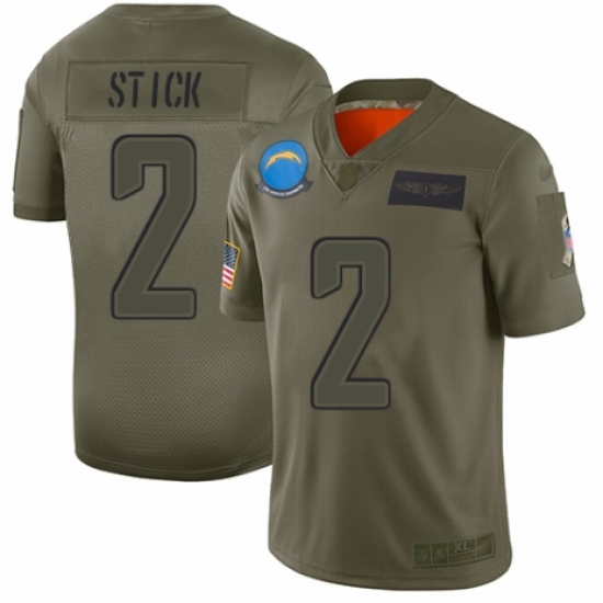 Youth Los Angeles Chargers 2 Easton Stick Limited Camo 2019 Salute to Service Football Jersey