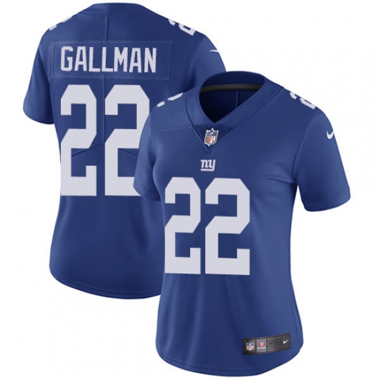 Women's Nike New York Giants 22 Wayne Gallman Royal Blue Team Color Vapor Untouchable Limited Player NFL Jersey