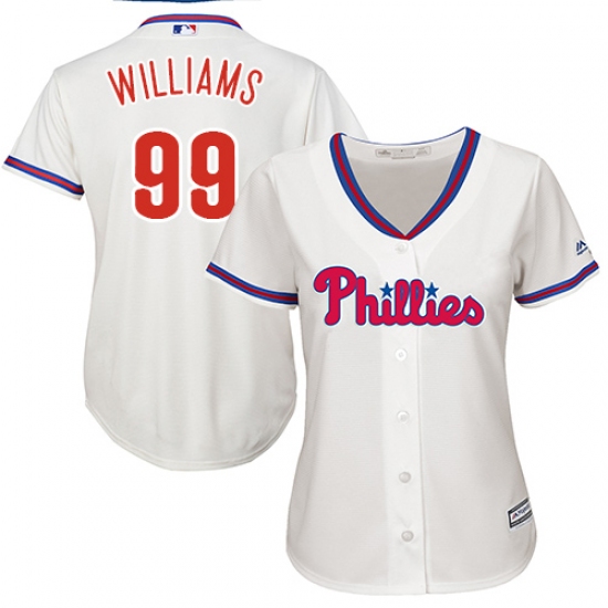 Women's Majestic Philadelphia Phillies 99 Mitch Williams Authentic Cream Alternate Cool Base MLB Jersey