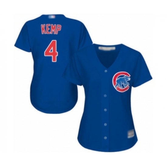 Women's Chicago Cubs 4 Tony Kemp Authentic Royal Blue Alternate Cool Base Baseball Player Jersey