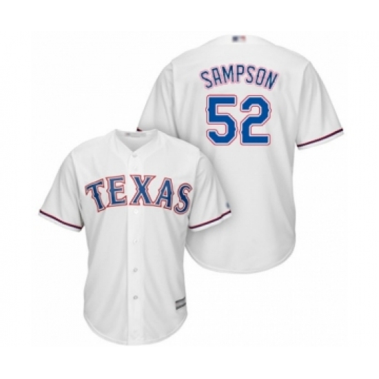 Youth Texas Rangers 52 Adrian Sampson Authentic White Home Cool Base Baseball Player Jersey