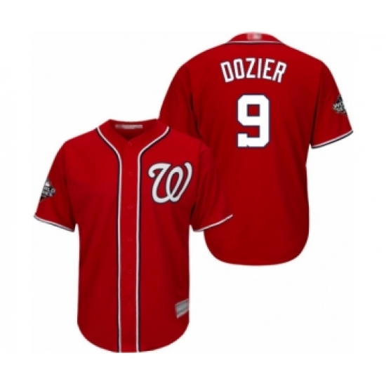 Youth Washington Nationals 9 Brian Dozier Authentic Red Alternate 1 Cool Base 2019 World Series Bound Baseball Jersey