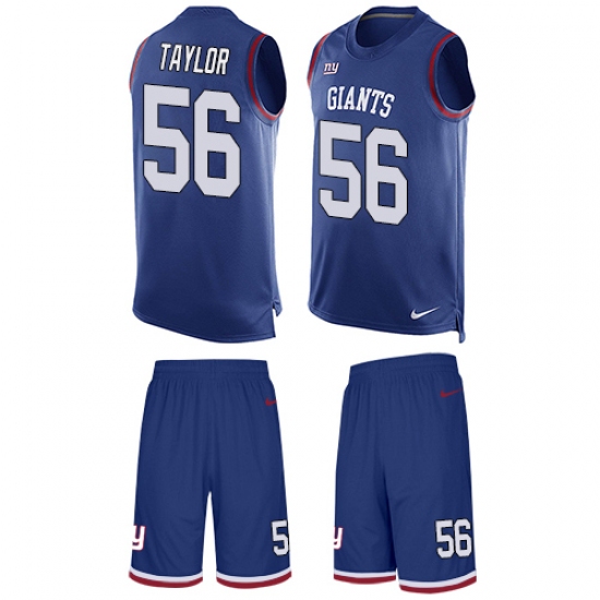 Men's Nike New York Giants 56 Lawrence Taylor Limited Royal Blue Tank Top Suit NFL Jersey