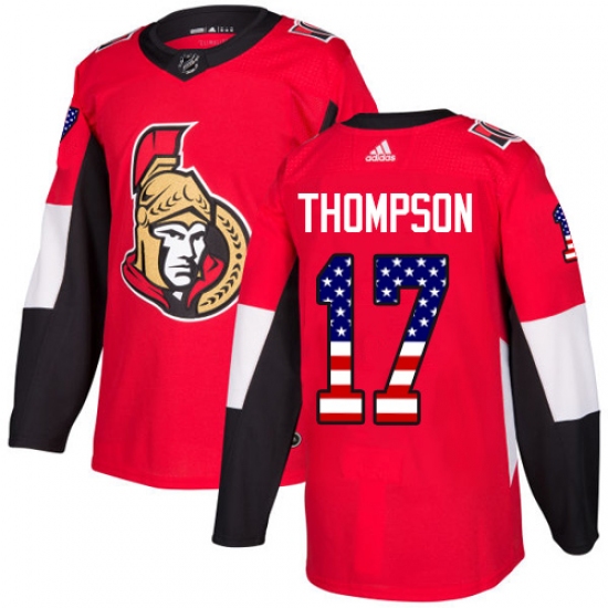 Men's Adidas Ottawa Senators 17 Nate Thompson Authentic Red USA Flag Fashion NHL Jersey