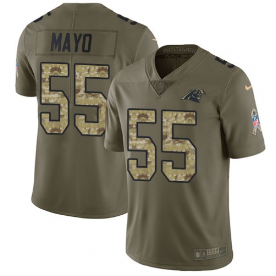 Youth Nike Carolina Panthers 55 David Mayo Limited Olive Camo 2017 Salute to Service NFL Jersey