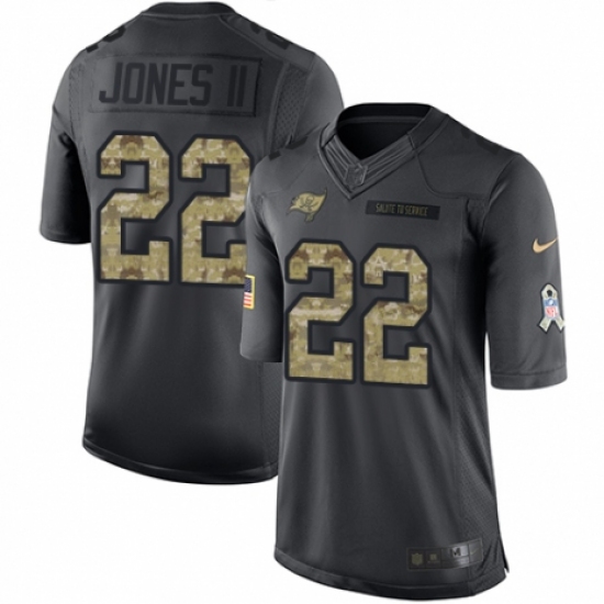Men's Nike Tampa Bay Buccaneers 22 Ronald Jones II Limited Black 2016 Salute to Service NFL Jersey