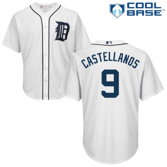 Men's Majestic Detroit Tigers 9 Nick Castellanos Replica White Home Cool Base MLB Jersey