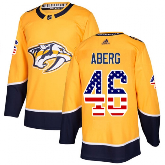 Youth Adidas Nashville Predators 46 Pontus Aberg Authentic Gold USA Flag Fashion NHL Jersey