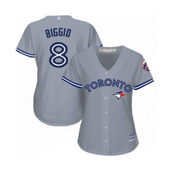 Women's Toronto Blue Jays 8 Cavan Biggio Authentic Grey Road Baseball Player Jersey