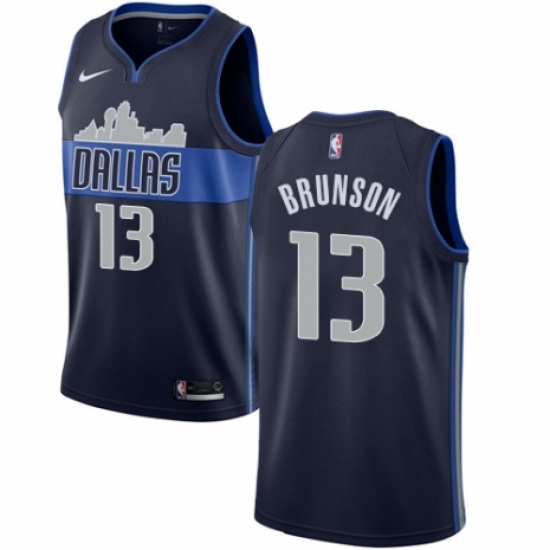 Men's Nike Dallas Mavericks 13 Jalen Brunson Swingman Navy Blue NBA Jersey Statement Edition