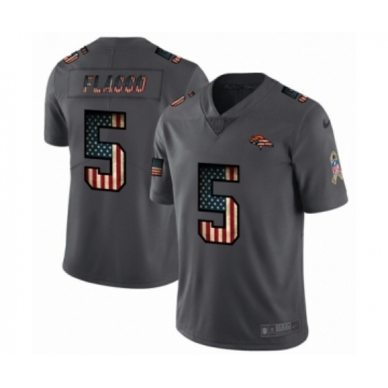 Men's Denver Broncos 5 Joe Flacco Limited Black USA Flag 2019 Salute To Service Football Jersey