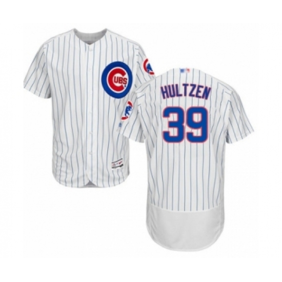 Men's Chicago Cubs 39 Danny Hultzen White Home Flex Base Authentic Collection Baseball Player Jersey