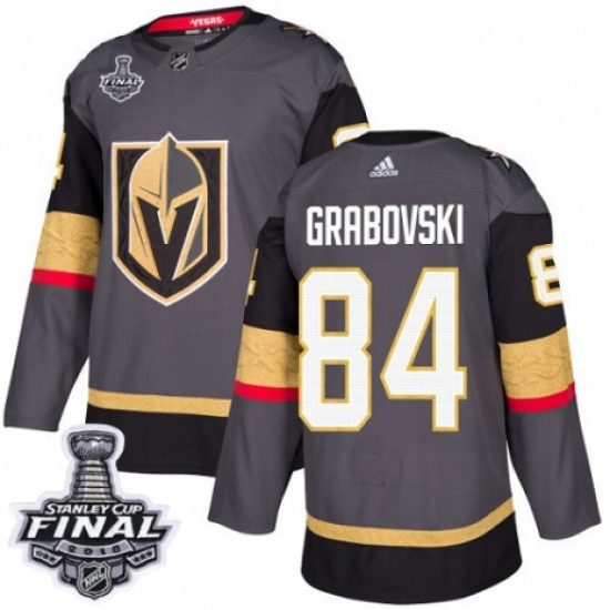 Youth Adidas Vegas Golden Knights 84 Mikhail Grabovski Authentic Gray Home 2018 Stanley Cup Final NHL Jersey