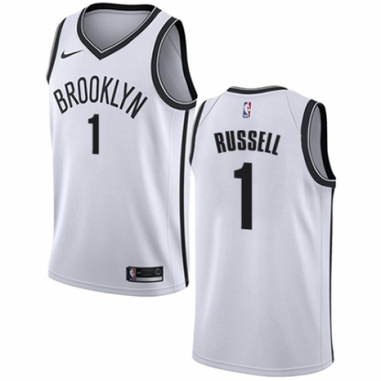 Men's Nike Brooklyn Nets 1 D'Angelo Russell Authentic White NBA Jersey - Association Edition