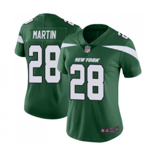 Women's New York Jets 28 Curtis Martin Green Team Color Vapor Untouchable Limited Player Football Jersey