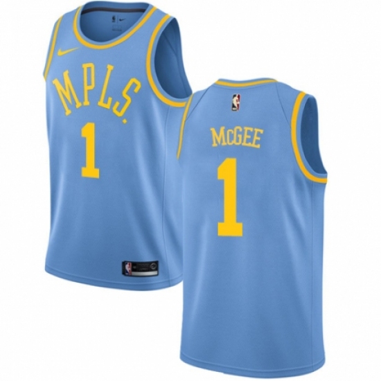 Men's Nike Los Angeles Lakers 1 JaVale McGee Swingman Blue Hardwood Classics NBA Jersey