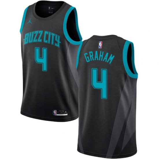 Men's Nike Jordan Charlotte Hornets 4 Devonte Graham Swingman Black NBA Jersey - 2018 19 City Edition