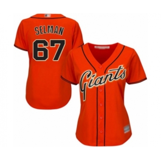 Women's San Francisco Giants 67 Sam Selman Authentic Orange Alternate Cool Base Baseball Player Jersey