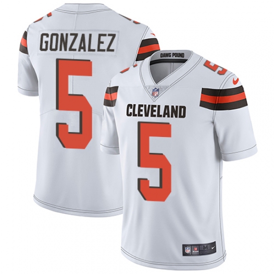 Men's Nike Cleveland Browns 5 Zane Gonzalez White Vapor Untouchable Limited Player NFL Jersey