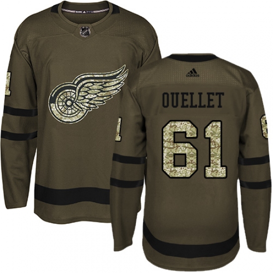 Youth Adidas Detroit Red Wings 61 Xavier Ouellet Premier Green Salute to Service NHL Jersey