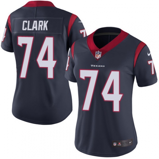 Women's Nike Houston Texans 74 Chris Clark Limited Navy Blue Team Color Vapor Untouchable NFL Jersey