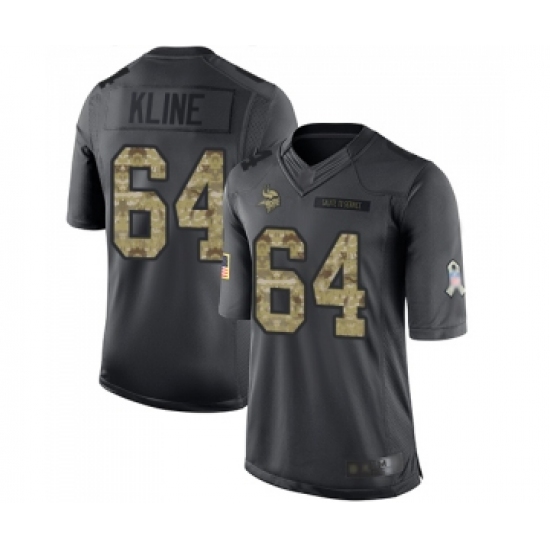 Youth Minnesota Vikings 64 Josh Kline Limited Black 2016 Salute to Service Football Jersey