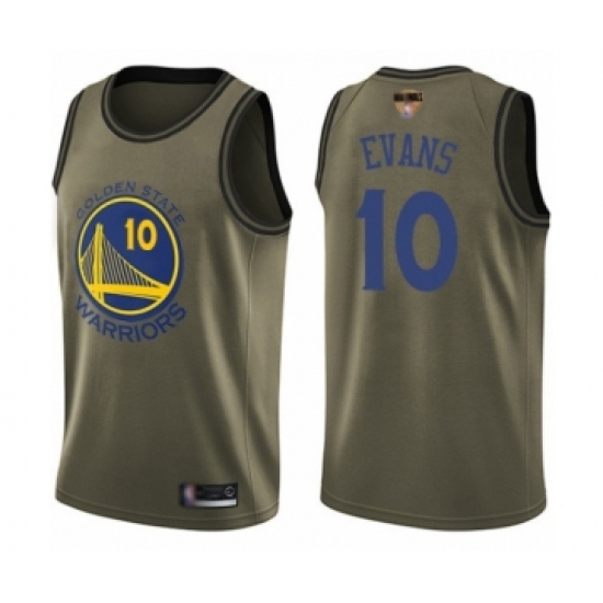 Youth Golden State Warriors 10 Jacob Evans Swingman Green Salute to Service Basketball 2019 Basketball Finals Bound Jersey