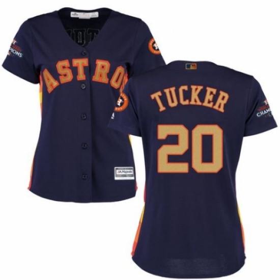 Women's Majestic Houston Astros 20 Preston Tucker Authentic Navy Blue Alternate 2018 Gold Program Cool Base MLB Jersey