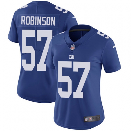 Women's Nike New York Giants 57 Keenan Robinson Elite Royal Blue Team Color NFL Jersey