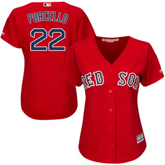 Women's Majestic Boston Red Sox 22 Rick Porcello Authentic Red Alternate Home MLB Jersey