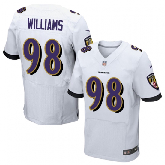 Men's Nike Baltimore Ravens 98 Brandon Williams Elite White NFL Jersey