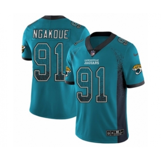 Youth Nike Jacksonville Jaguars 91 Yannick Ngakoue Limited Teal Green Rush Drift Fashion NFL Jersey