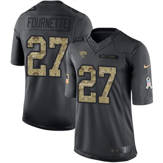 Men's Nike Jacksonville Jaguars 27 Leonard Fournette Limited Black 2016 Salute to Service NFL Jersey