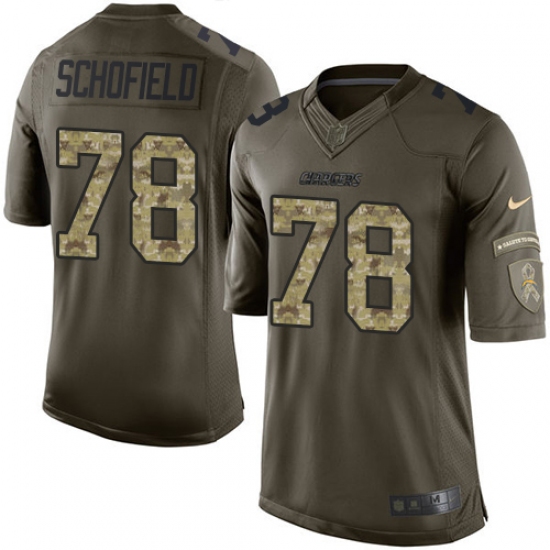Men's Nike Los Angeles Chargers 75 Michael Schofield Elite Green Salute to Service NFL Jersey