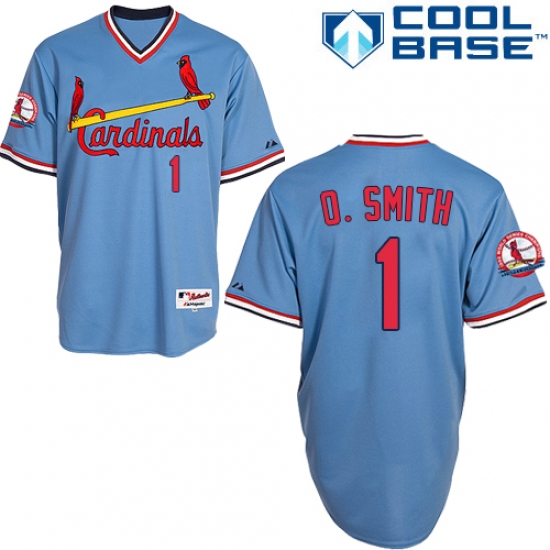 Men's Majestic St. Louis Cardinals 1 Ozzie Smith Authentic Blue 1982 Turn Back The Clock MLB Jersey
