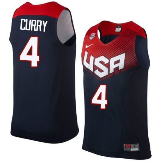 Men's Nike Team USA 4 Stephen Curry Swingman Navy Blue 2014 Dream Team Basketball Jersey