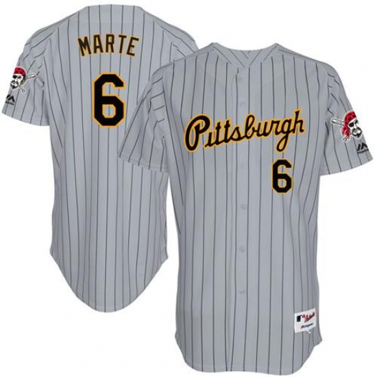 Men's Majestic Pittsburgh Pirates 6 Starling Marte Replica Grey 1997 Turn Back The Clock MLB Jersey