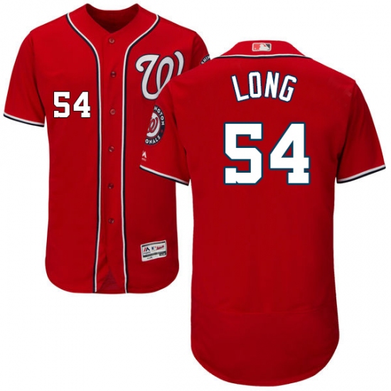 Men's Majestic Washington Nationals 54 Kevin Long Red Alternate Flex Base Authentic Collection MLB Jersey