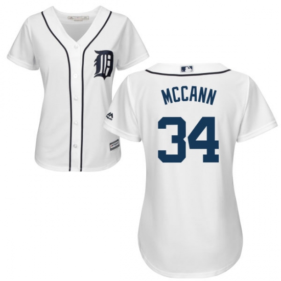 Women's Majestic Detroit Tigers 34 James McCann Authentic White Home Cool Base MLB Jersey