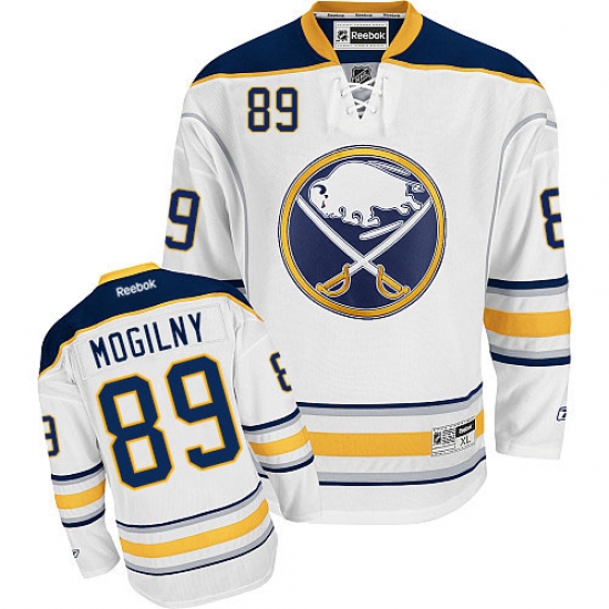 Men's Reebok Buffalo Sabres 89 Alexander Mogilny Authentic White Away NHL Jersey