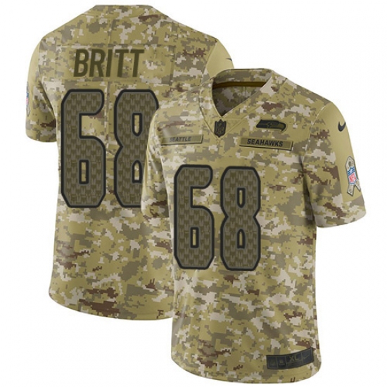 Youth Nike Seattle Seahawks 68 Justin Britt Limited Camo 2018 Salute to Service NFL Jersey