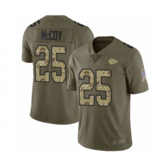 Youth Kansas City Chiefs 25 LeSean McCoy Limited Olive Camo 2017 Salute to Service Football Jersey