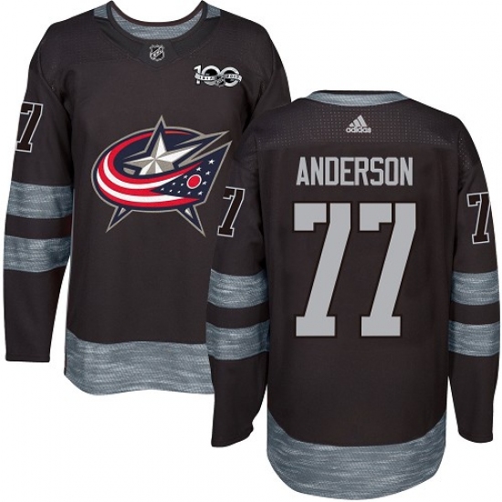 Men's Adidas Columbus Blue Jackets 77 Josh Anderson Authentic Black 1917-2017 100th Anniversary NHL Jersey