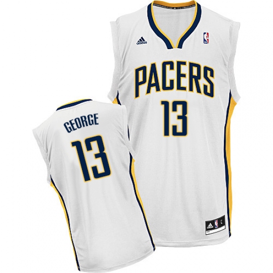 Men's Adidas Indiana Pacers 13 Paul George Swingman White Home NBA Jersey