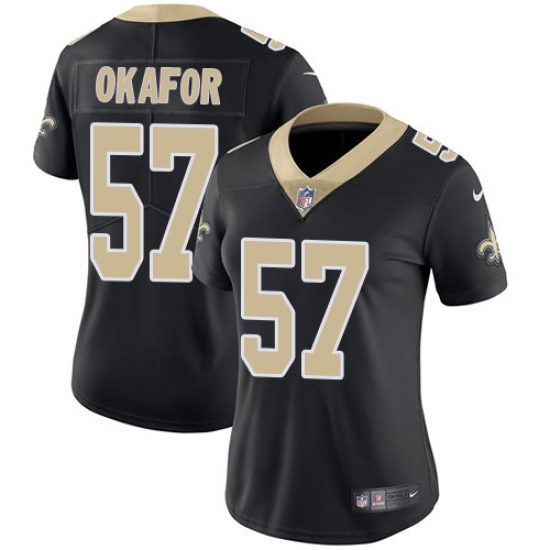 Women's Nike New Orleans Saints 91 Alex Okafor Black Team Color Vapor Untouchable Limited Player NFL Jersey