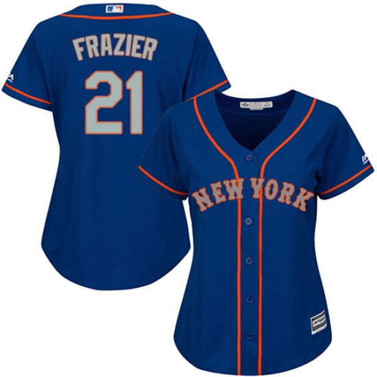 Women's Majestic New York Mets 21 Todd Frazier Replica Royal Blue Alternate Road Cool Base MLB Jersey