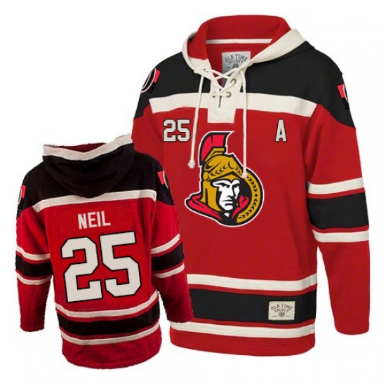 Men's Old Time Hockey Ottawa Senators 25 Chris Neil Premier Red Sawyer Hooded Sweatshirt NHL Jersey