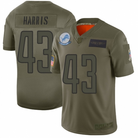 Youth Detroit Lions 43 Will Harris Limited Camo 2019 Salute to Service Football Jersey