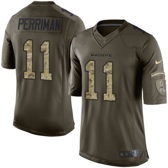 Men's Nike Baltimore Ravens 11 Breshad Perriman Elite Green Salute to Service NFL Jersey